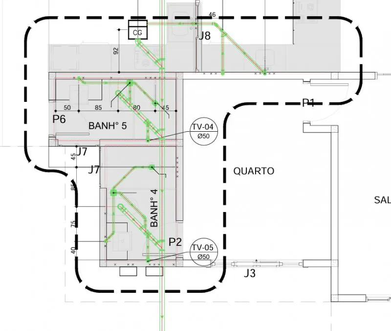 Projeto hidro sanitário de esgoto sanitário